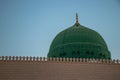 External image of the Prophet's Mosque in Medina in Saudi Arabia, The green dome of the mosque. Masjid Nabawi Royalty Free Stock Photo