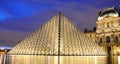 External night view of the Louvre Museum (Musee du Louvre)