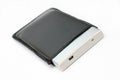 External portable hard disk in leather casing Royalty Free Stock Photo