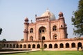 External shot of humayun`s tomb with people