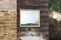 An external sink under a mirror in the garden of a farmhouse in the countryside Umbria, Italy