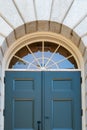 External view of a locked entrance to one of the campus Library`s at Harvard University. Royalty Free Stock Photo