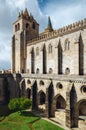 External view of the medieval gothic cloisters of the cathedral of Evora Portugal