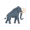 Extinct animals. Columbian mammoth. Prehistoric extinct american elephant Flat style vector illustration isolated on