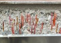 Extinct Chinese incense candles Royalty Free Stock Photo