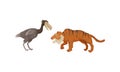 Extinct Prehistoric Animals with Terrestrial Mammal and Bird Vector Set