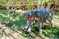Russia, Moscow - September 29, 2018: Extinct prehistoric elephant Platibelodon with a trunk and tusks