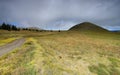 Extinct volcanic crater in background Royalty Free Stock Photo