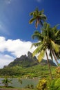 The extinct volcano of Mount Otemnau, with beautiful lush tropical landscape surrnounding it, Bora Bora, French Polynesia Royalty Free Stock Photo