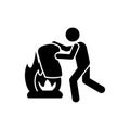 Extinguish a fire, man icon. Simple pictogram of human and fire icons for ui and ux, website or mobile application Royalty Free Stock Photo