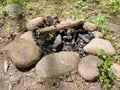 Extinguished Campfire at a Campground