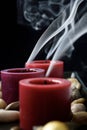 Extinguished candles in the dark. Royalty Free Stock Photo