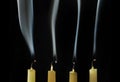 Extinguished candles with smoke Royalty Free Stock Photo