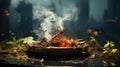 An extinguished cigarette smokes in an ashtray, the concept of getting rid Royalty Free Stock Photo