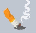 Extinguished cigarette. Smoking is bad for your health. Vector illustration Royalty Free Stock Photo