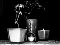 Extinguished decorative candles on a dark background Royalty Free Stock Photo