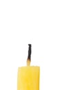 The extinguished stub of the wax candle