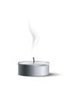 Extinguished tea candle with smoke isolated on white background. Vector design element. Royalty Free Stock Photo