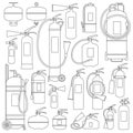 Extinguisher vector ouline set icon. Equipment for extinguish isolated ouline set icon. Vector illustration extinguisher