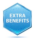 Extra Benefits crystal blue hexagon button