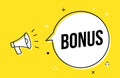 Extra bonus banner seal campaign weekend offer. Promotion bonus megaphone advertising market.