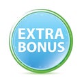 Extra Bonus natural aqua cyan blue round button Royalty Free Stock Photo