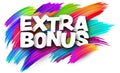 Extra bonus paper word sign with colorful spectrum paint brush strokes over white