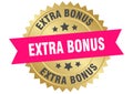 extra bonus. extra bonus round pink and gold label isolated on transparent background Royalty Free Stock Photo