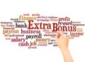 Extra bonus word cloud and hand writing concept Royalty Free Stock Photo