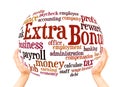 Extra bonus word cloud sphere concept Royalty Free Stock Photo