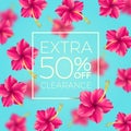 Extra clearance - background with tropical flowers. Royalty Free Stock Photo