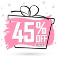 Sale 45% off, discount banner design template, promo tag. Shopping poster, vector illustration
