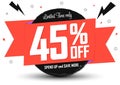 Sale 45% off, discount banner design template, promo tag. Shopping poster, vector illustration