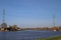 Extra high powerlines over river Hollandse IJssel