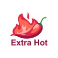 Extra hot spicy chili pepper icons, Vector Asian and Mexican spicy food and sauce