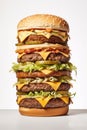 extra large hamburger on a white background, created by Generative AI