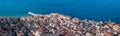 Extra large panoramic view over the bay, blue sea and village of Cefalu, Italy Royalty Free Stock Photo