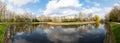 Extra large panoramic view of a waterpond around the Ghent Urban zone Royalty Free Stock Photo