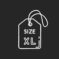 Extra large size label chalk white icon on black background. Clothing dimensions parameters. Descriptive apparel tag Royalty Free Stock Photo
