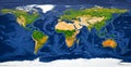 Extra Large size physical world map illustration. Primary source, elements of this image furnished by NASA