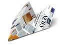 Extra news concept. Newspaper as paper airplane.