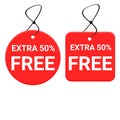 Extra 50 percent free sale  sticker icon isolated on white backgrount Royalty Free Stock Photo