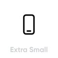 Extra small phone tech specs icon. Editable line vector.