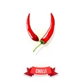 Extra spicy chili pepper banner with ribbon