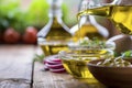 extra virgin olive oil, being poured Royalty Free Stock Photo