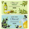 Olive Oil Cartoon Banners Set