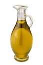 Extra virgin olive oil in a glass bowl glass cruet