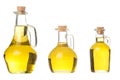 Extra virgin olive oil three glass jars isolated Royalty Free Stock Photo