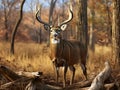 Extra wide and heavy rack whitetail buck