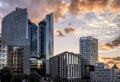 Extra wide view of the skyscrapers of La Defense in Paris Royalty Free Stock Photo